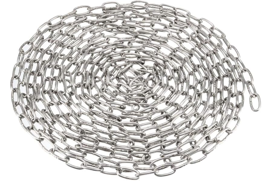 sourcing map Stainless Steel 304 Hardened Proof Coil Chain 5m Length 2mm Thickness Zinc Plated