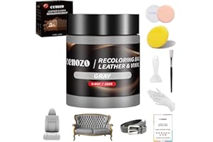 CENOZO Flüssigleder Grau,Leder Reparatur Set,Lederpflege für Ledercouch,Autositz Reparatur,Vinyl Möbel,Kunstleder Reparaturset Für Reparatur Lederfarbe,Fleck,Schramme,Risse und Bleichen