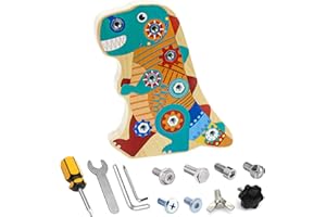 Liangding Montessori Spielzeug ab 3 4 5 Jahre, Busy Board Montessori Schraubbrett Dino Holzspielzeug, Motorikspielzeug Lernspiele für Mädchen Junge, Kinderspielzeug für Geschenk
