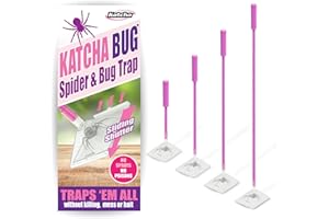 Katcha Spider & Bug Trap - PINK - Katcha Bug Spider Catcher, Crawling Insect Beetle Cockroach Wasp Bee Fly Traps them all (3 Piece Handle, 1)
