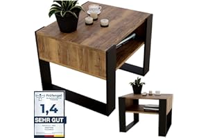 ‎CRAFTPAK CraftPAK Wohnzimmer Tisch für Couch aus hochwertigem Holz, Stabiler & moderner Couchtisch mit zusätzlicher Ablagefläche, Farbe Retro-Schwarz