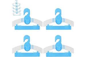 TWIRUSH Mitwachsende Kleiderbügel Kinder, 20 Stück Kunststoff Babykleiderbügel Antirutsch, 28-36cm Ausziehbare Kinderkleiderbügel mit Hosenständer für Baby- und Kleinkind-Kleidung(Blau)