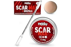 ‎FESTICY Festicy Narben Wachs 30 g I Scar wax für Hauteffekte mit Gruselgarantie I Narben Halloween I Ergänze deine Halloween Schminke I geeignet für Latex Wunden Halloween mit Kunstblut Effekt
