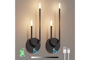 Aipsun 2 sztuki akumulatorowych lamp ściennych, ściemniana, lampa ścienna LED, bezprzewodowa, wewnętrzna lampa ścienna z magnesem dotykowym 5500 mAh, 4 W 3000 K, długa żywotność 18-60 godzin, do
