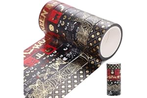 Feelava Nastro Carta Adesivo,nastro washi tape Set di nastri Washi di Halloween Set di timbri in oro Nastri adesivi fai-da-te Scrapbooking Nastro per decorazioni regalo artigianato Adesivi a nastro