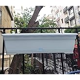 51cm Beyaz Balkon Saksısı+Demir Taşıma Saksı Askılarıyla Tam Set K&uuml;peşteye Monte Dekoratif &Ccedil;i&ccedil;eklik