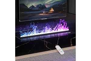 MEXHOM Chimenea de Vapor, Chimenea eléctrica, Chimenea eléctrica empotrada, Efecto de Llama 3D de 9 Colores, Control Remoto de Chimenea con [1800 mm, Negro].