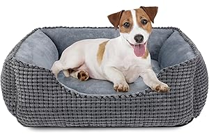 JOEJOY Legowisko dla Psa Średniej Wielkości, Nadające Się do Prania, Puszyste, Antypoślizgowe, Pluszowe, 63 x 53 x 20 cm, dla Małych i Średnich Psów