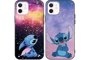 LYUBFDC 2 Piezas Anime Funda para Xiaomi Redmi 12 6,79",Negro Carcasa Dibujos Animados Stitch Patrón Kawaii Aesthetic Ultra Delgada Suave TPU Silicona Bumper Protectora Case Cartoon