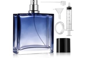 Nadinsta 100ml Vaporisateur Parfum Voyage Vide Rechargeable, Flacon de Parfum Vide en Verre Avec Entonnoirs Presseur, Atomiseur Parfum Réutilisable, Bleu Dégradé Bouteille pour homme et femme