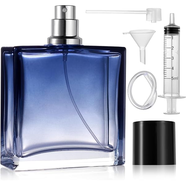 50 Ml Glas-Parfümflasche – Farbverlauf Blau, Mit Zerstäuber, Wiederverwendbar, 10,5 X 4,5 Cm