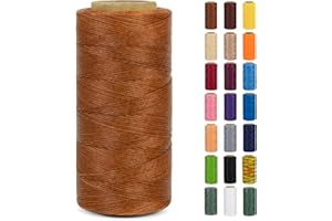 LEREATI Waxed Thread, 284 Yards 150D 0.8mm Leather Sewing Thread Flat Waxed Cord, Leather Repair Weave String for Leather Stitching Sewing, Bookbinding, Bracelets, DIY Crafts (Brown)