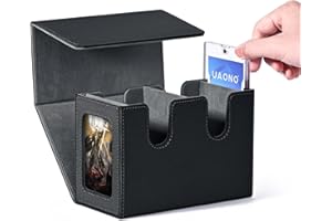 UAONO Deck Box with Dual Commander Displays, Card Storage Box Holds 280+ Single-Sleeved Cards, Trading Card Box Suitable for CCG, MTG, EDH（Black&Gray）