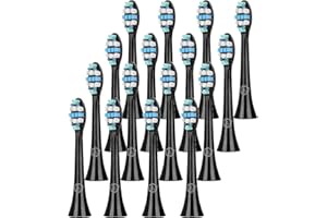 ASTER DENTAL CARE Recambios Cepillos Compatible con Philips Sonicare - Aster Pack de 16 Cabezales de Repuesto para Cepillo de Dientes Eléctrico Limpieza Profunda de los Dientes(Negro)