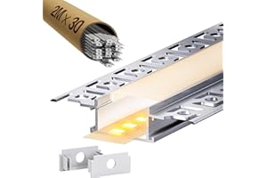 LASLUX 30 x Profilo Alluminio per Strisce LED 2M, Profilo Cartongesso per Barra Led, Installazione Superficiale per Illuminazione Indiretta del Soffitto, Compatibile con Diffusore Led e Canaline led