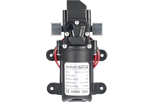 VerRich 12V Water Pumps Diaphragm Pump 70W 4 L/Min 1GPM 0.9MPA 131 PSI for Faucet Garden(G1/2" 20mm Connector)