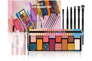 Melearch Trousse di Trucchi, Set Trucchi Donna Completo, Regalo per Donne Make Up Kit, Include set di pennelli per bcchi, tavolozza di bmbretti, matita per sopracciglia, mascara, eyeliner