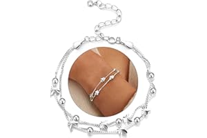 CASSIECA Bransoletka damska ze srebra wysokiej próby 925, bransoletka z koralikami, motylem, gwiazdą, sercem, bransoletka przyjaźni, prezent dla kobiet, przyjaciółki, mamy