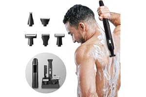 FERRISA Rückenrasierer Herren, 5 in 1 Multifunktionale Rückenrasierer Herren Elektrisch, Bodygroom Herren Sets mit Faltbarem Griff, Type-C Rechargeable Körperrasierer Herren, Geschenk Shaver Man