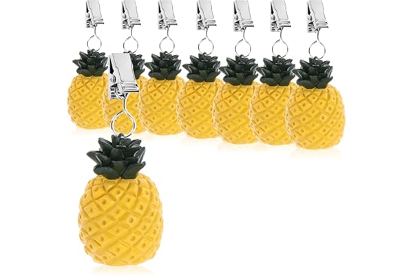 com-four Lot de 8 poids de nappe résistants aux intempéries avec clip - Motif ananas - Environ 40 g (8 pièces - Ananas - 40 g)