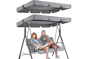 Audasi Toit de Rechange pour Balancelle de Jardin 3 Places, Housse de Rechange Imperméable Protection UV Canopée pour Balancelle Remplacement pour JardinTerrasse Balcon(195 * 125 * 15cm) Swing Canopy