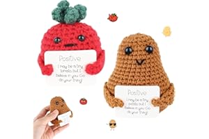 Fiotha 2 pcs Bambole di Patate a Energia Positiva, Pomodoro Positivo, Divertenti Patate Positive, Potato Divertente Bambola di Patata Lavorata a Maglia con Carta Pocket de Hug Regalo per Friend Family