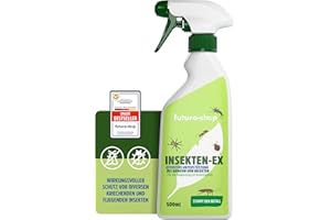 FUTURA-SHOP Insektenspray 500ml | Anti Ungezieferspray gegen Insekten & Fliegen in der Wohnung | Effektives Fliegenspray & Ungeziefer Spray mit Langzeitwirkung | Universal Insektenabwehr für Balkon & Innenräume