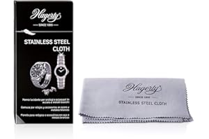 Hagerty Stainless Steel Cloth Panno impregnato per pulire acciaio inox, lucida orologi, 36x30cm I in 100% cotone I per gioielli, accessori in metallo