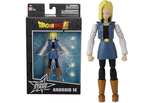 BANDAI - Dragon Ball Super - Figurine Dragon Star 17 cm - Android 18 - Licence Officielle Dragon Ball - Figurine articulée C-18 Cyborg - Jouet Enfant 4 Ans et + - Figurine d'action - 36191