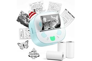 Yowell Mini impresora D21, impresora de pegatinas con 3 rollos de papel térmico, mini impresora para notas de aprendizaje, notas, listas de tareas, etiquetas, manualidades, álbumes de recortes