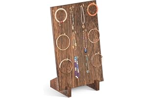 Lolalet Wooden Jewelry Display Series, Necklaced Bracelets Earrings Rings Jewelries Stand Freestanding Natural Wood Holder Jewelry Rack for Selling Vendor Store -1 Pack, Earring