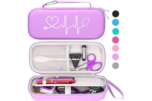 BOVKE Custodia rigida per stetoscopio per stetoscopi 3M Classic III, Lightweight II S.E, Cardiology IV, MDF Acoustica Deluxe - Extra Room per accessori per infermieri e forbici mediche EMT, Viola