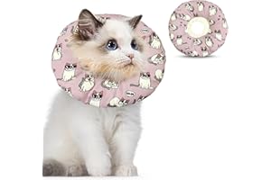 Kytpyi Halskrause Katze, Katzenkragen, Fleckenbeständige Einstellbare(17-27cm) Halskrausen für Katzen oder Hündchen, Atmungsaktive wasserdichte Baumwolle Katzen Halskrause zur Wundheilung(Lila)