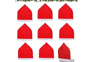 Sipiris 8 Pezzi Cappelli di Babbo Natale Coperture della Sedia Decorazione di Natale per sedie Chon Covers in Design di Natale Cappello di Babbo Natale Coperture della Sedia Set per la Sala da Pranzo