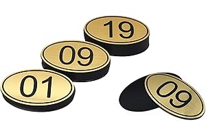 PlayCool ABS Engraved 30mm x 50mm Oval Table numbers (1-100) Pubs Restaurants Clubs - Gloden - 1 to 100
