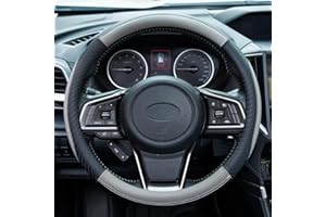 ZATOOTO Pokrowiec na kierownicę samochodu, ze skóry, 37–38 cm, antypoślizgowy, uniwersalny szary