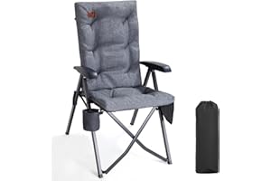 ‎EVER ADVANCED EVER ADVANCED Campingstuhl Faltbar Rückenverstellbar in 4 Positionen bis 150 KG Klappstuhl 6cm Dicke Gepolstert mit Seitentasche Getränkhalter Gartenstuhl Hohe Lehne Angelstuhl für Camp Garten Balkon