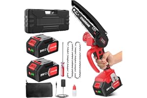 BAMSE Mini Chainsaw Cordless 6 Inch, 2025 Powerful Electric Saw BatteryChainsaw with 2 Batteries 4000mAh and 2 Super Chains, Electric Chainsaw for Tree Branches and Garden Cutting