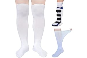 CIRZUEX Ersatzsockeneinlage für Aircast Walking Boot oder Walker Brace – Air Cam Walkers und Fraktur Boot Orthopädische Socken für Gipsstiefelsocken für Damen und Herren kniehoch, 2 Paar (weiß), Einheitsgr��e