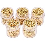 PandaHall 5 Boxes about 2355pcs Round Spacer Metal Beads Iron Round Spacer Beads For Jewellery Making, Golden, 2~5mm, Hole: 1