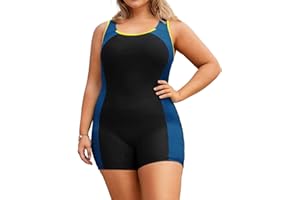 Hanna Nikole Women Plus Size One-Piece Swimsuit Contrast Colors Tummy Control Swimwear Hollow Back Swimsuit