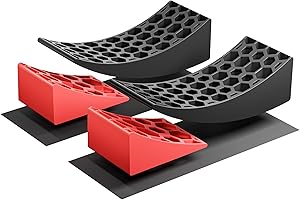 ‎XPOTOOL Wiltec Auffahrkeile rund mit T-Wasserwaage bis 13 t, Rundkeile nivellieren bis 10 cm für Wohnmobil, Wohnwagen & Anhänger, Ausgleichskeile mit Matten