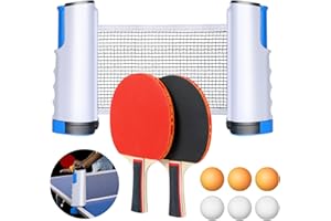 Flintronic Set da Ping Pong Portatile, con Rete Retrattile, 2 Racchette, 6 Palline, Borsa in Rete, Verde, Per Bambini e Famiglie Principianti