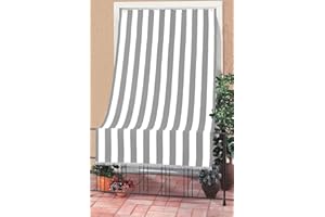 Corredocasa Tenda da Sole a Righe per esterno Balcone Veranda Terrazzo terrazzino casa con Anelli e Ganci Tessuto Resistente da Esterno (200x300 cm,Grigio)
