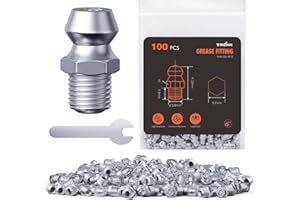 TRILINK Graisseur à Visser M6, Raccords de Graissage Métriques avec Angles Droit, Kit de Graisseur avec Clé pour les Véhicules Automobiles, l'Agriculture et les Machines Industrielles(100 pièces)