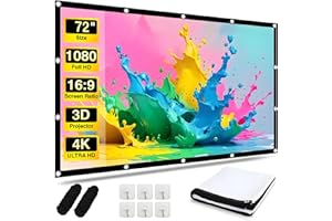 Projector Screen 72 Inch, Andthere 16:9 HD Foldable Portable Outdoor Projector Screen for Garden Bedroom Camping Tent Cinema, Anti-Crease Movie Projection Screens for Indoor Home Office Theater