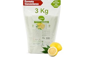 MAMICUP Acido Citrico per Pulizia in Polvere (3 Kg) Cura Lavastoviglie e Lavatrice, Azione Disincrostante e Anticalcare per Bagno, Cassetta WC, Ammorbidente Lavatrice, per Pulizie Naturali
