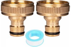 YIYAYOO Brass Outside Tap Hose Connector 33.3mm (1.3 inch) G 1" Outdoor Garden Hose Tap Connector, Brass Female Threaded Tap Connectors for Hose Pipe to Tap Adapter Hosepipe Connectors and Fittings