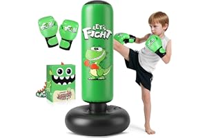 Esnowlee Boxningsväska för barn, uppblåsbar boxningssäck för barn, 120 cm - perfekt för karate, taekwondo, perfekt present ti