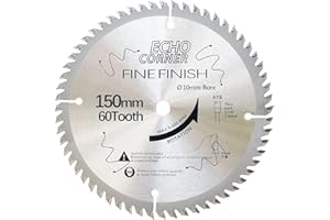 Echo Corner TCT 150 mm Brzeszczot do piły tarczowej 10 mm otwór 60 zębów, szybkie precyzyjne cięcie cięcie rama drewniana sklejka MDF Fornir z tworzywa sztucznego Laminat